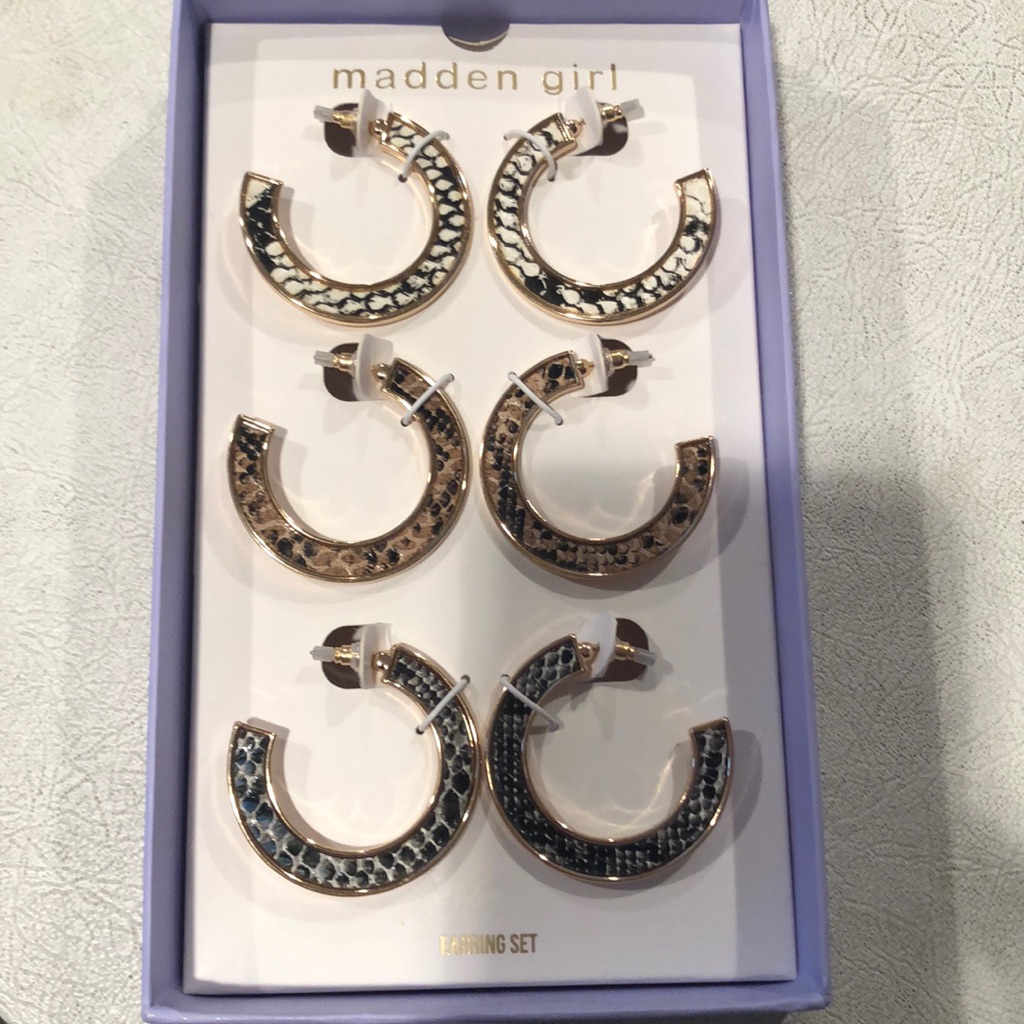 Madden Girl Box Set Of Three Hoop Earrings Nwt